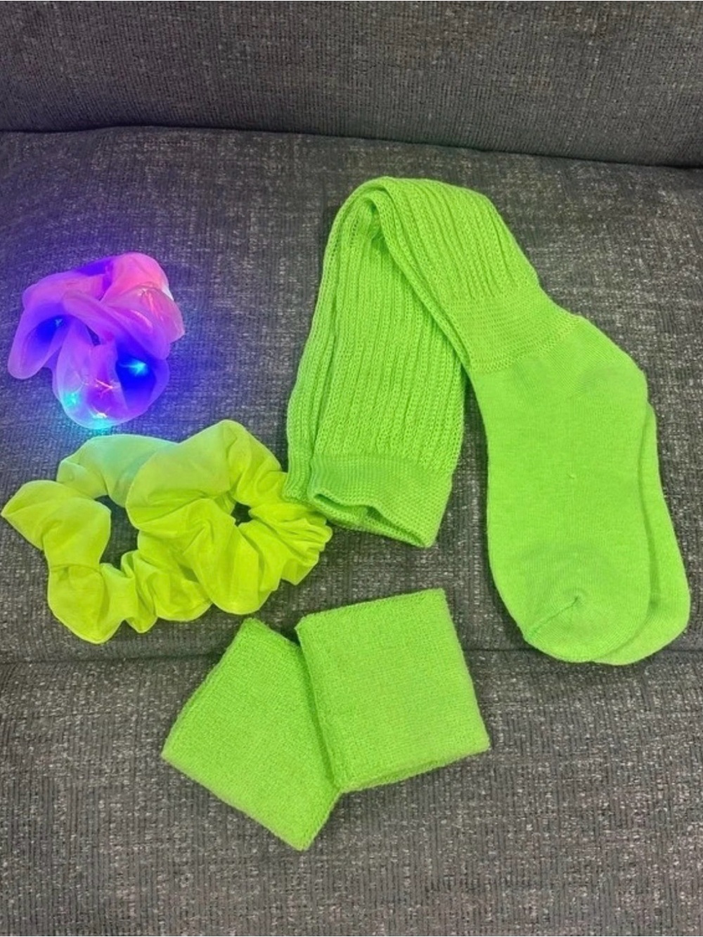 80s Costume Adult Neon Accessories Bundle Socks, Scrunchies & Wristbands